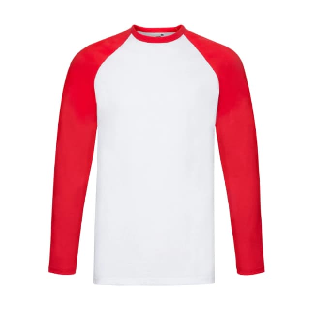 Fruit Of The Loom Fruit of the Loom Men Contrast Long-Sleeved Baseball T-Shirt in White Size: Small White S Male 5063470880300