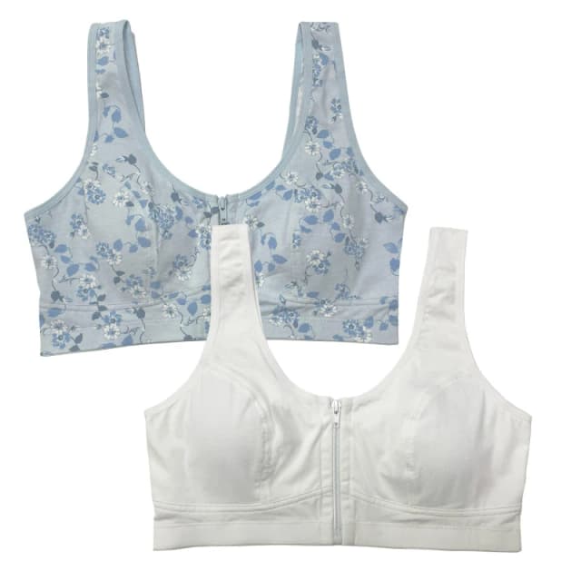 Be You Pack Floral Zip Cotton Bra - Blue Blue 32B