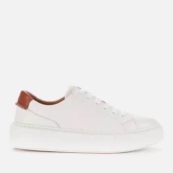 Clarks Womens Hero Lite Lace Leather Flatform Trainers - White - UK 7