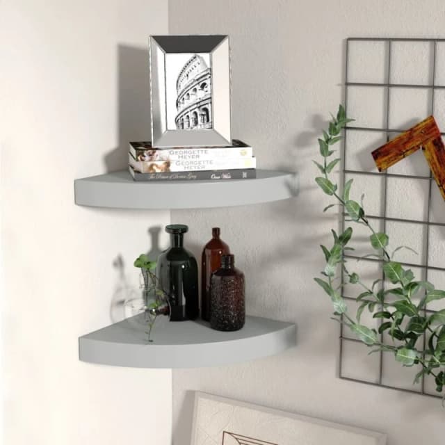 VIDAXL Floating Corner Shelves 2 pcs Grey 25x25x3.8cm MDF vidaXL 8720286075333