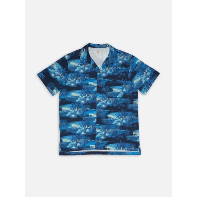Nudie Jeans Shirt Nudie Jeans Arvid Ikat Bleu Unisex S