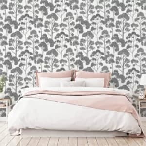 Delamere White and Silver Wallpaper Silver