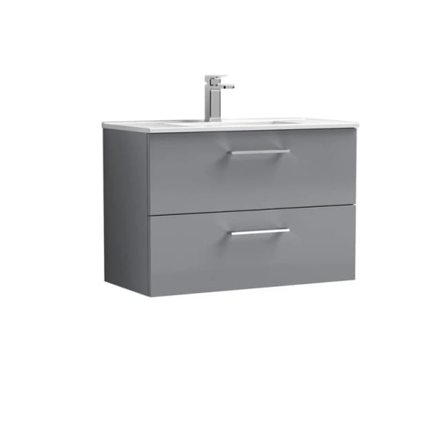Balterley Bathroom 2 Soft Close Drawer, Wall Hung Vanity Unit Basin, Grey, 435mm in Grey Grey Unisex