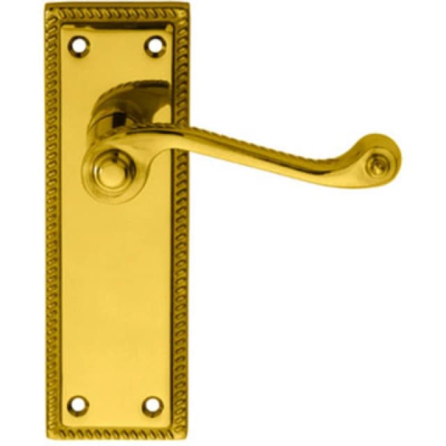 Loops PAIR Reeded Design Scroll Lever on Latch Backplate 150 x 48mm Polished Brass Metallics