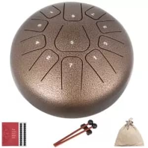 VEVOR Handpan Steel Tongue Drum Instrument 11 Notes 8" Hand Drum Chestnut