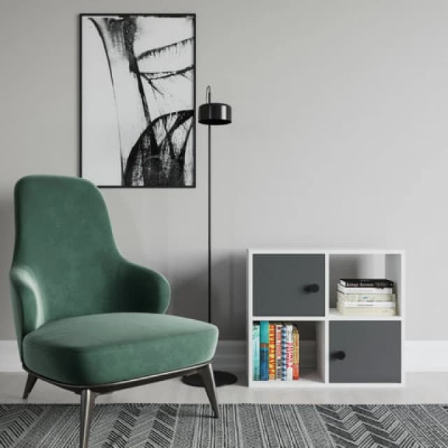 Decorotika Tuttle 2-Tier And 2 Cabinets Bookcase White & Anthracite