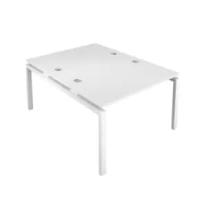 Telescopic Sliding 2 Person White Bench with Cable Port - 1200 X 800 - White Frame