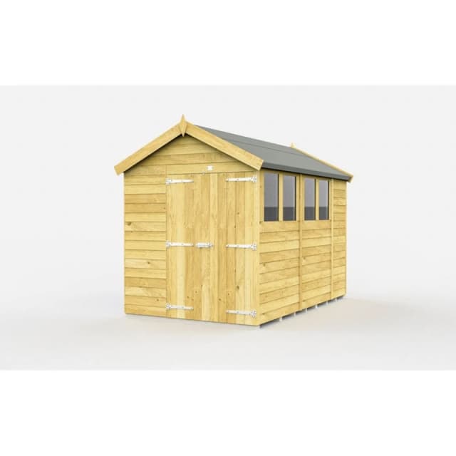 Buttercup Farm 6 x 10 Feet Apex Shed - Double Door W/ Windows - L302 x W175 x H217cm in Brown Brown Unisex