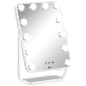 HOMCOM Hollywood Vanity Mirror With Dimmable LED Bulbs Memory Function White