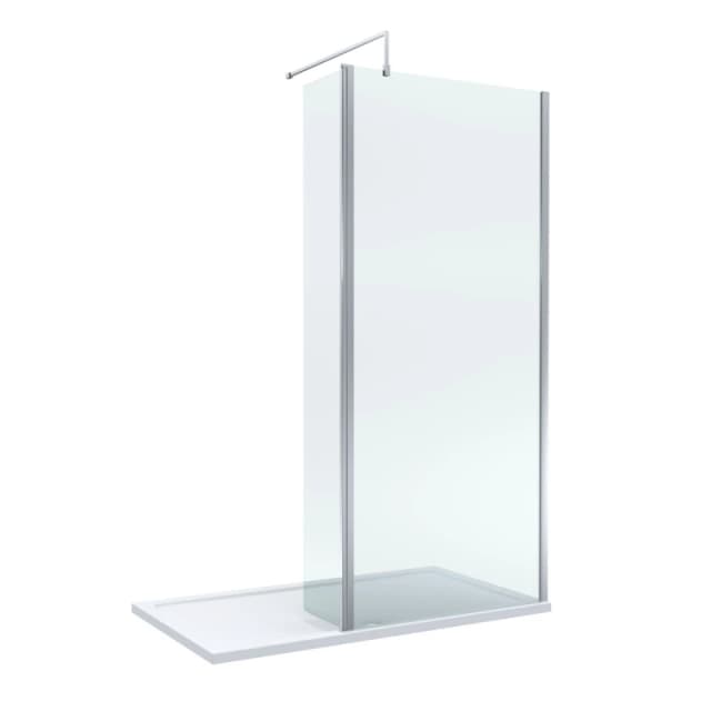 Balterley 8mm Glass Wetroom Screen and Return Chrome and Tray 1400 x 900mm Silver