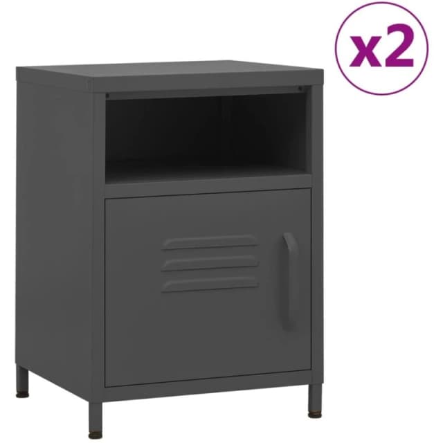 VIDAXL Nightstands 2 pcs Anthracite 35x35x51cm Steel vidaXL 8720286847626
