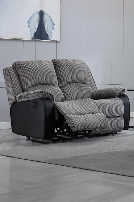 More4Homes Postana Manual High Back Jumbo Cord Fabric Recliner 2 Seater Sofa (Grey)