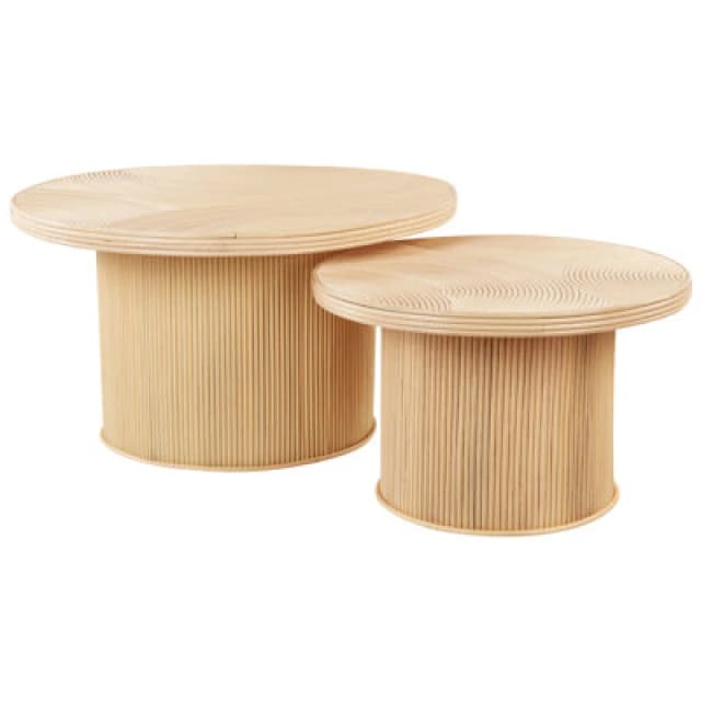 Beliani Set Of 2 Coffee Tables Ilios Rattan Natural