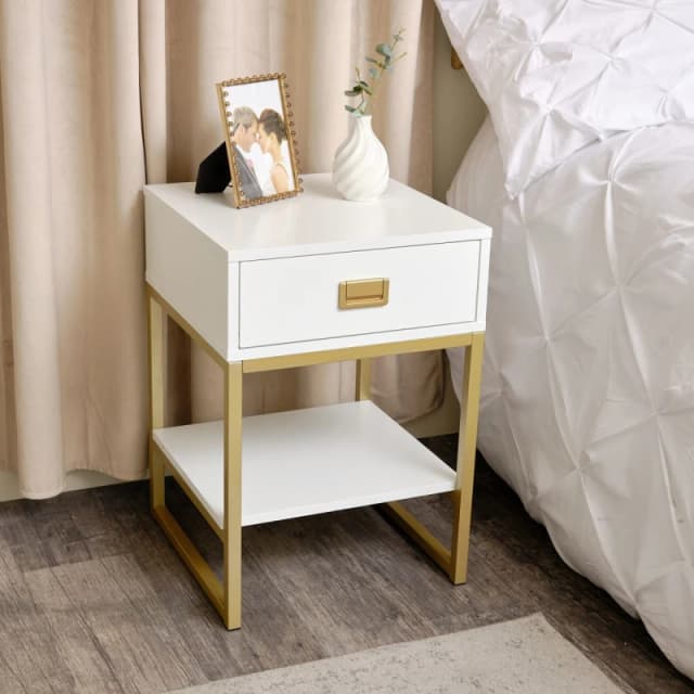 Melody Maison One Drawer Bedside Table - Elle White Range White