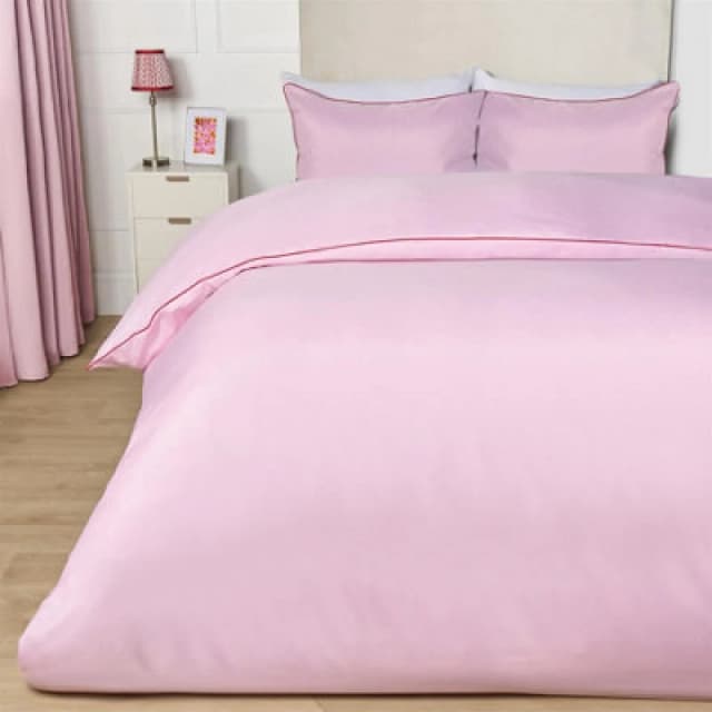 OHS OHS Piped Edge Bedding Set Soft Duvet Cover with Pillowcase in Pink Size: King Pink King Unisex 5027434221325