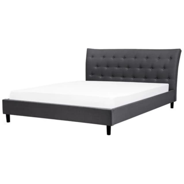 Beliani Bed Fabric Saverne 180 X 200 Cm (Eu Super King) Dark Grey