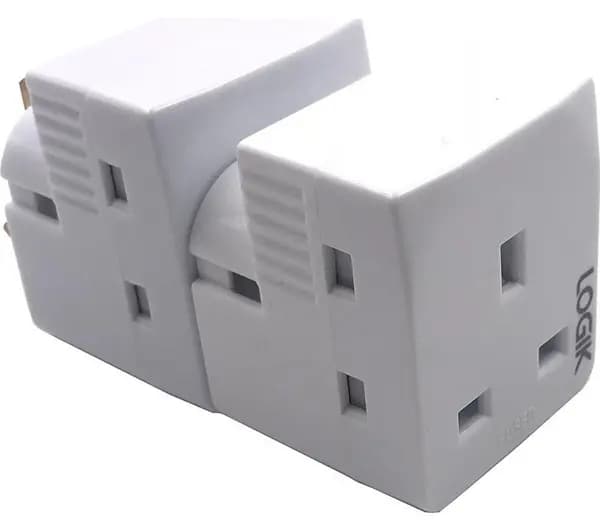 Logik L3WAYP18 3-Socket Plug Adapter - Twin Pack