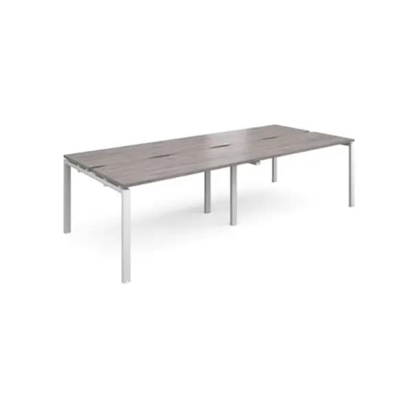Adapt Adapt sliding top double back to back desks 2800mm x 1200mm - white frame, grey oak top STE2812-WH-GO