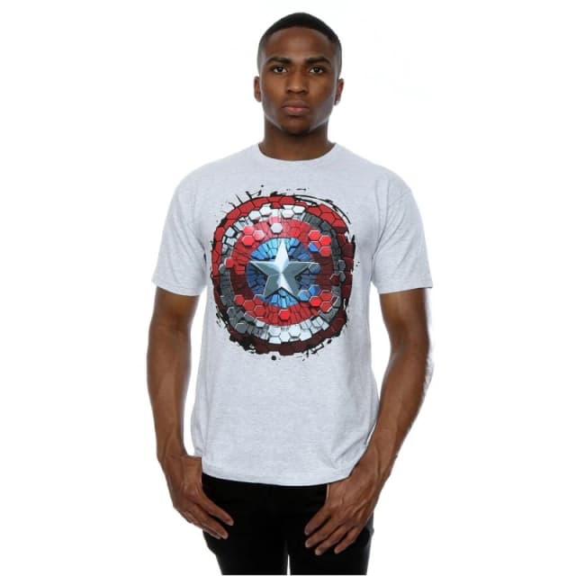 Marvel Marvel Men Captain America Civil War Hex Shield T-Shirt in Grey Size: Small Grey S Male 5057068018503