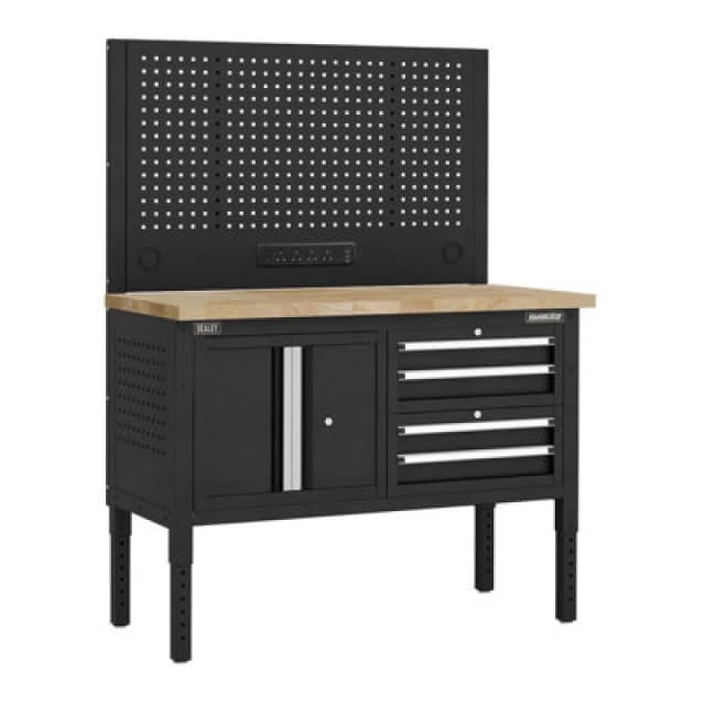 Sealey Superline Pro 4 Drawer Modular Workbench and Pegboard APMWB50COMBO1W Length: 1.26m