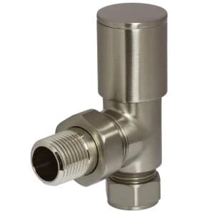 Heating Style Round Angled Radiator Valves - Brushed Nikel