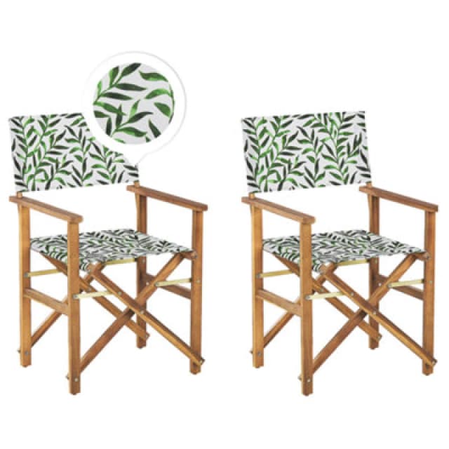 Beliani Set Of 2 Garden Chairs Cine Acacia Wood White
