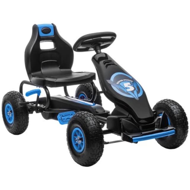 HOMCOM Children Pedal Go Kart W/ Adjustable Seat, Rubber Wheels, Brake, Blue 370-256V00BU