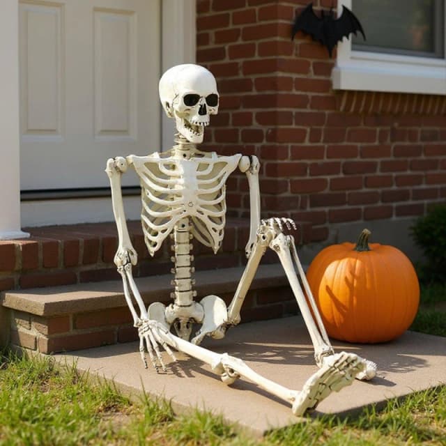 LIFE IDEAS Realistic Skeleton Prop Decoration Posable Joints Halloween One size Distressed White 39274390000