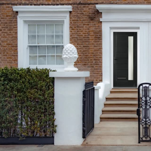 Lacerta Composite Door Monza Black 890mm X 2090mm Open In Right Hand Obs Glass 10 Year Guarantee - Free Delivery & Smart Lock