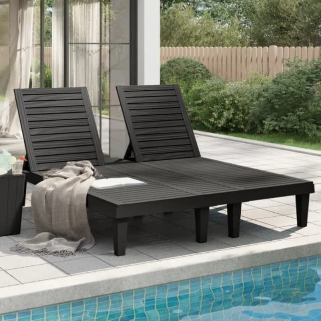 VIDAXL Double Sun Lounger Black 155x138x83cm Polypropylene Vidaxl 8720845789459