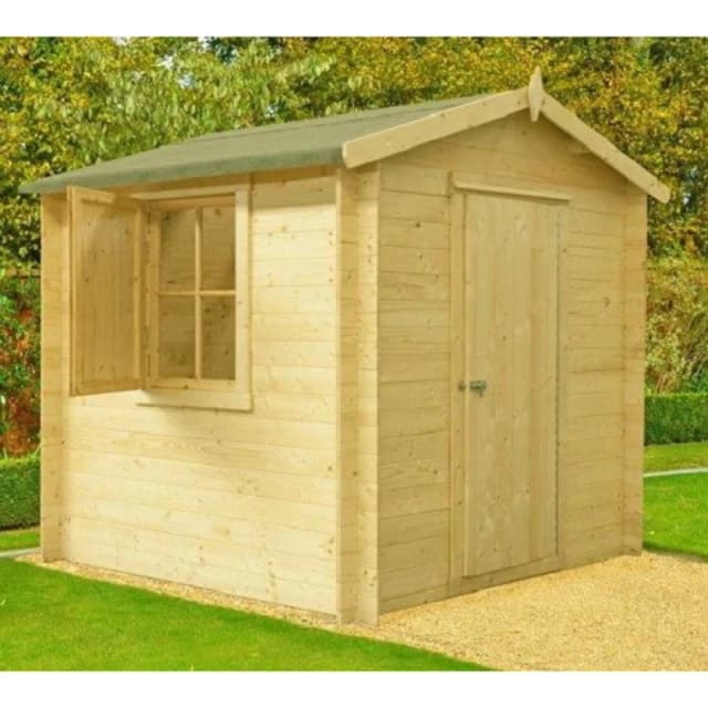 Shires Camelot Log Cabin Home Office Garden Room Approx 9 x 9 Feet in Light Tan Light Tan Unisex