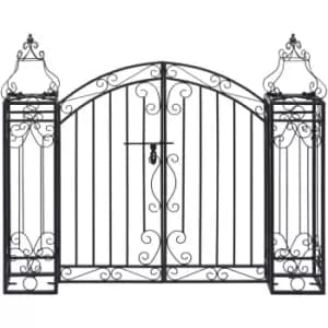 Ornamental Garden Gate Wrought Iron 122x20.5x100cm - Black - Vidaxl