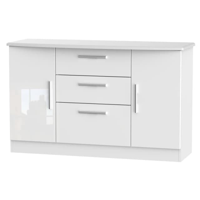 Harrow 2 Door 3 Drawer Sideboard In White Gloss (Ready Assembled)