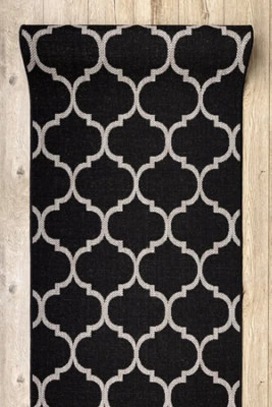 RugsX Runner Sizal Floorlux Design 20608 Moroccan Trellis Black / Silver 120 120X110 Cm