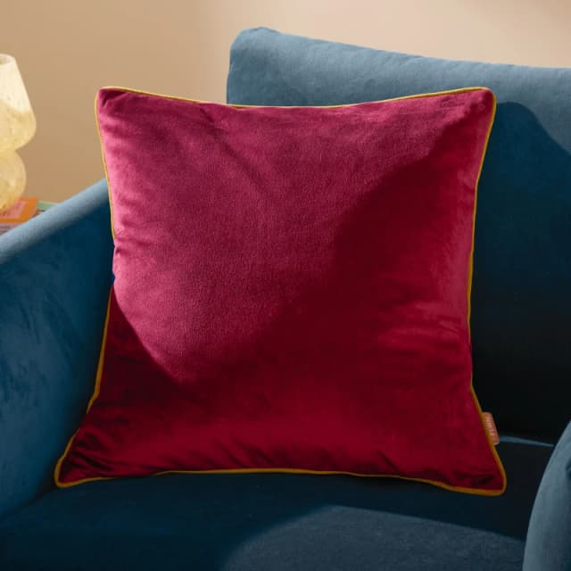 Furn Furn Meridian Velvet Cushion in Burgundy Size: 45cm x 45cm Burgundy 45cm x 45cm Unisex 5025532353603