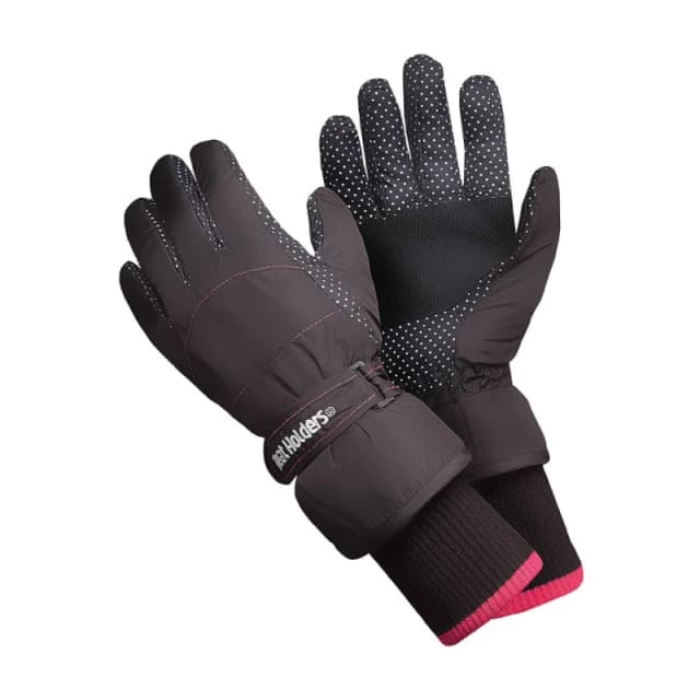 Sock Snob Ladies Soft Shell Waterproof Fleece Lined Winter Thermal Ski Gloves - S/M / Black