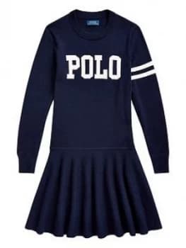 Ralph Lauren Girls Polo Knitted Dress - Navy