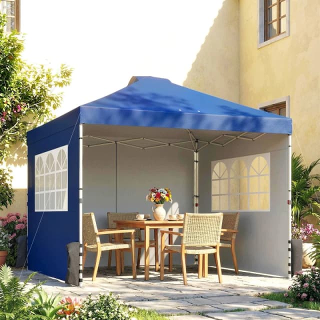 OUTSUNNY Pop Up Canopy Waterproof Height Adjustable 3 x 3 (m) in Blue Size: 3m x 3m Blue Unisex 3m x 3m