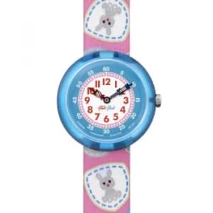 Childrens Flik Flak Camping Badge Pink Watch