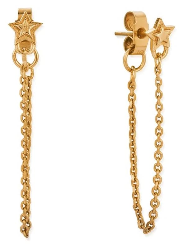 ChloBo GEDR3469 Radiant Essence Chain Stud Earrings 18ct Jewellery