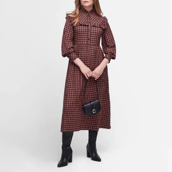 Barbour Adela Checked Seersucker Midi Dress - UK 10 Multi Dresses female LDR0736MI11 UK 10