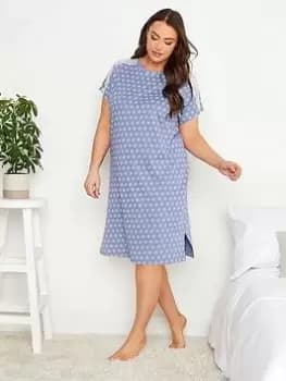 Yours Foulard Lace Shoulder Nightdress - Blue Size 14-16, Women