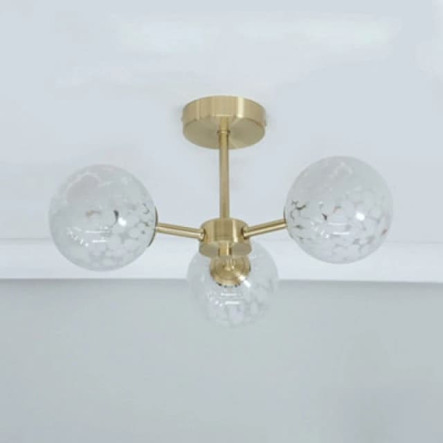 ValueLights India White Confetti Glass 3 Way Flush Ceiling Light Gold unisex