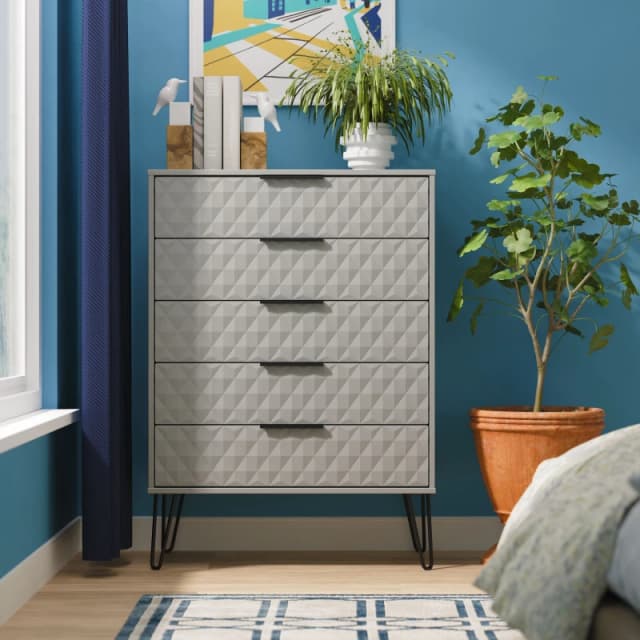 Harlequin 5 Drawer Chest in Dusk Grey - Ready Assembled - Lewis's Home TJ Hughes 5056812209747