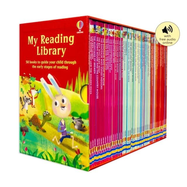 My Reading Library 50 Book Collection Box Set Chicken Licken, Tin Soldier, Pinocchio Usborne Books