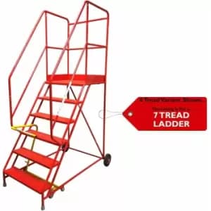 7 Tread heavy duty Mobile Warehouse Stairs Punched Steps 2.58m Safety Ladder
