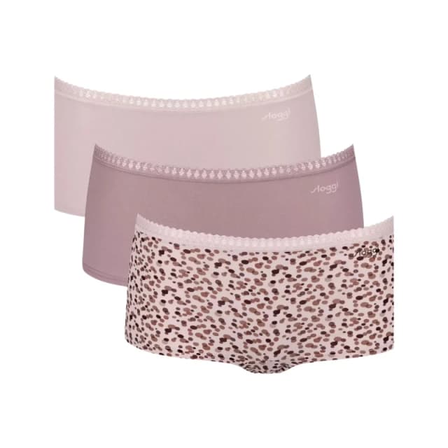 Sloggi Pack of 3 Go Crush Shorts in Cotton Pink+Mauve+printed Women XS;S;M;L;XL;XXL