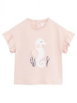 Mango Baby Girls Seahorse Print Frill Sleeve T-Shirt