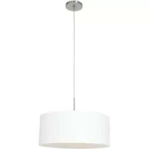 Sienna Sparkled Light Cylindrical Pendant Ceiling Light Steel Brushed, Linen Fabric