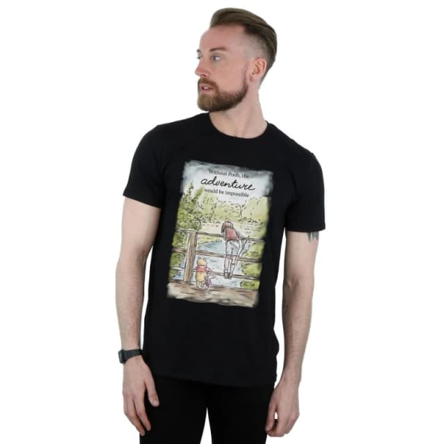 Disney Men Winnie The Pooh Adventure T-Shirt in Black Size: Small Black S Male 5057864421101